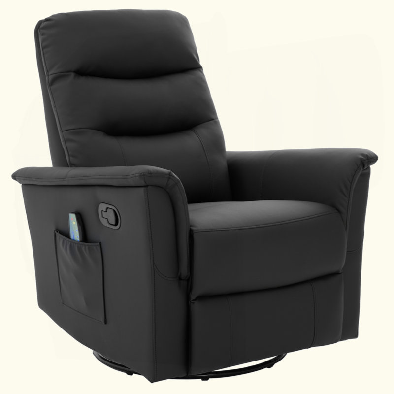 Manual Recliner Chair Rocking and Swivel Recliner Nursery Rocking Recliner Massage Recliner with 8-Point Massage Function and Adjustable Backrest for Living Room, Bedroom and Nursery