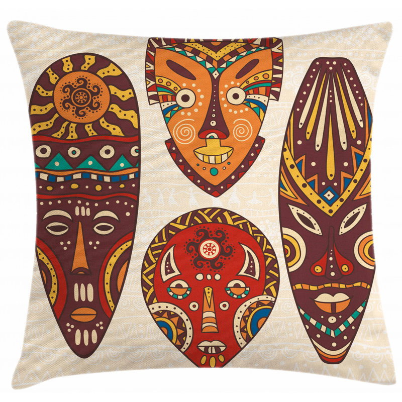 African Reversible Pillow Cover, 26" x 26"