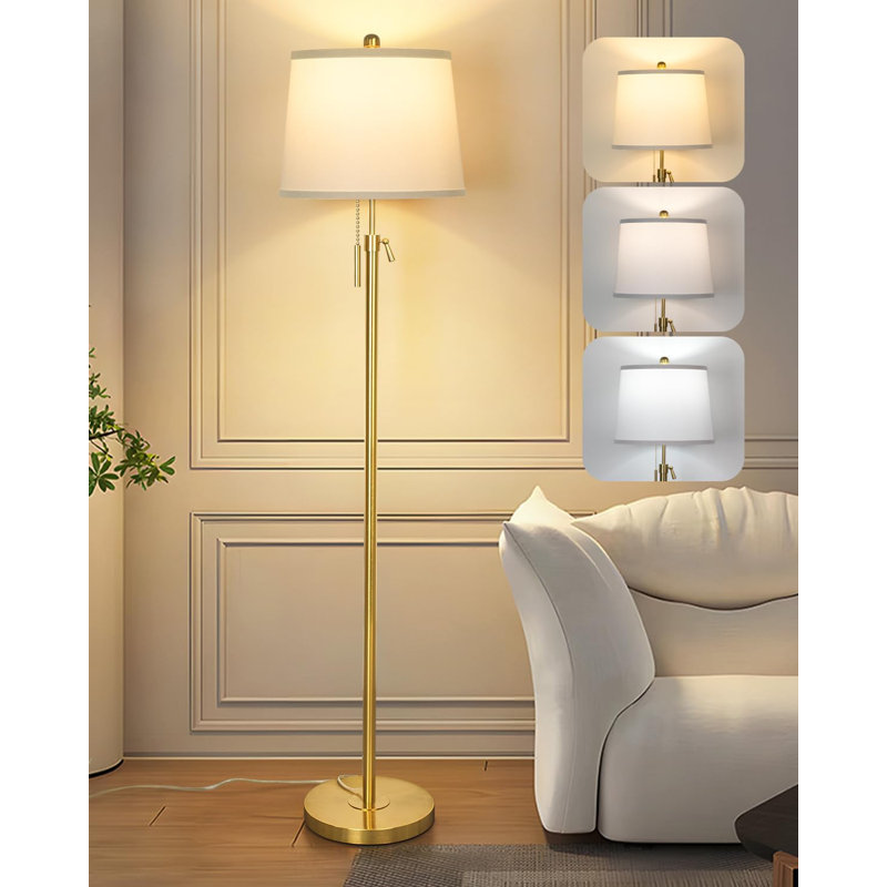 Lampe sur pied moderne en laiton avec hauteur réglable pour le salon, la chambre à coucher, le bureau - 3 températures de couleur, ampoule DEL de 9 W incluse