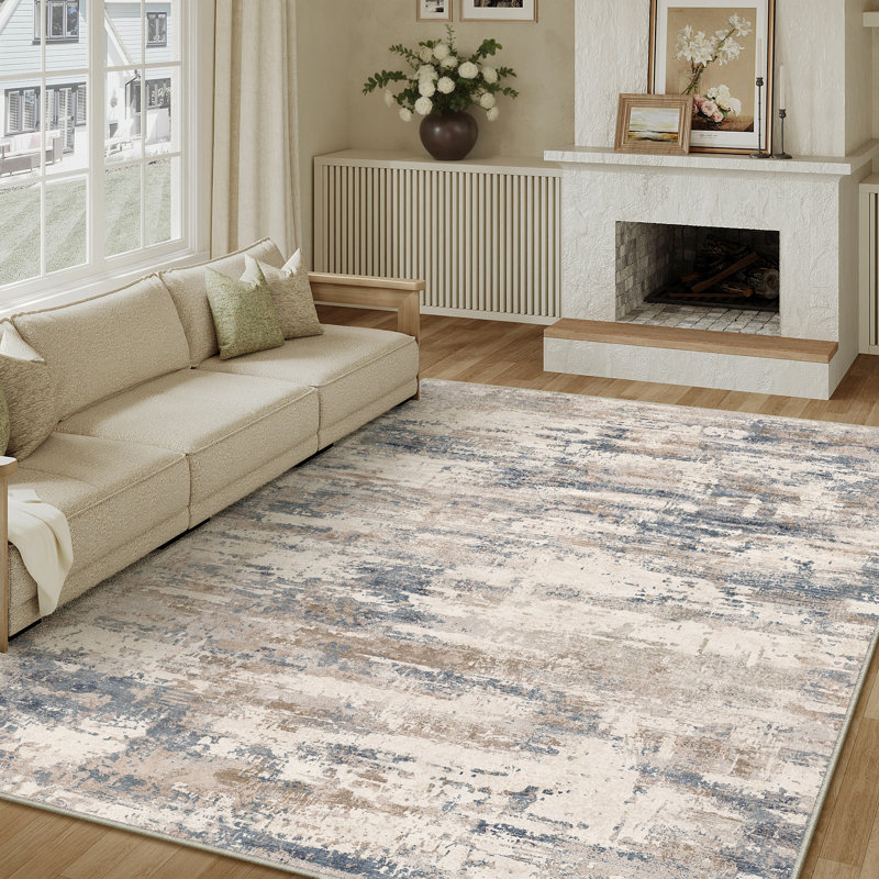 Sarah Modern Abstract Machine Washable Area Rug with Non-Slip Backing, Rectangle 8' x 10'