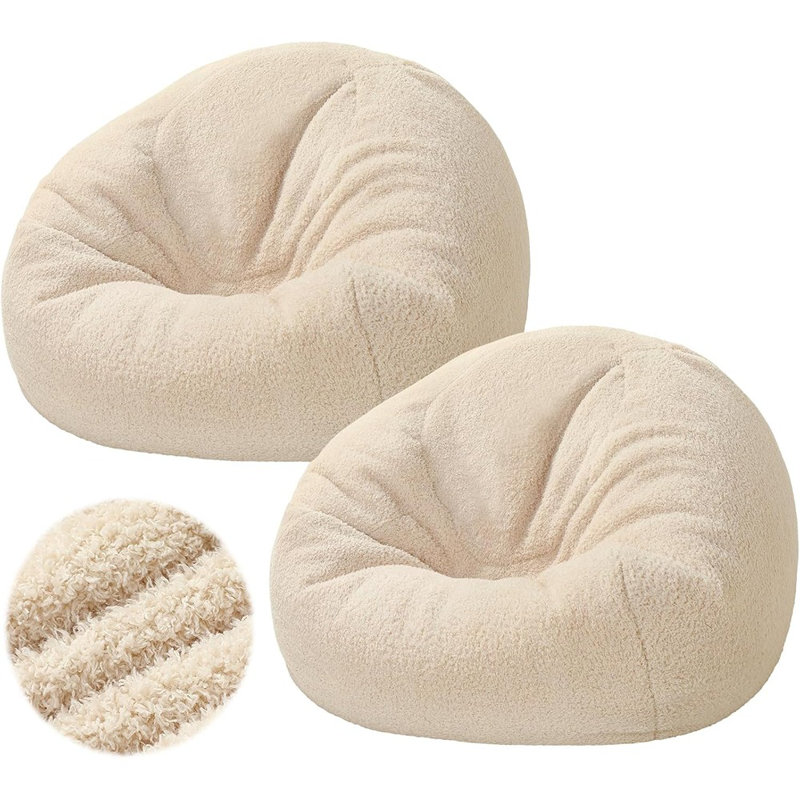 Housse de rangement pour fauteuil à billes en peluche pour adultes (sans bourre) 2 pièces