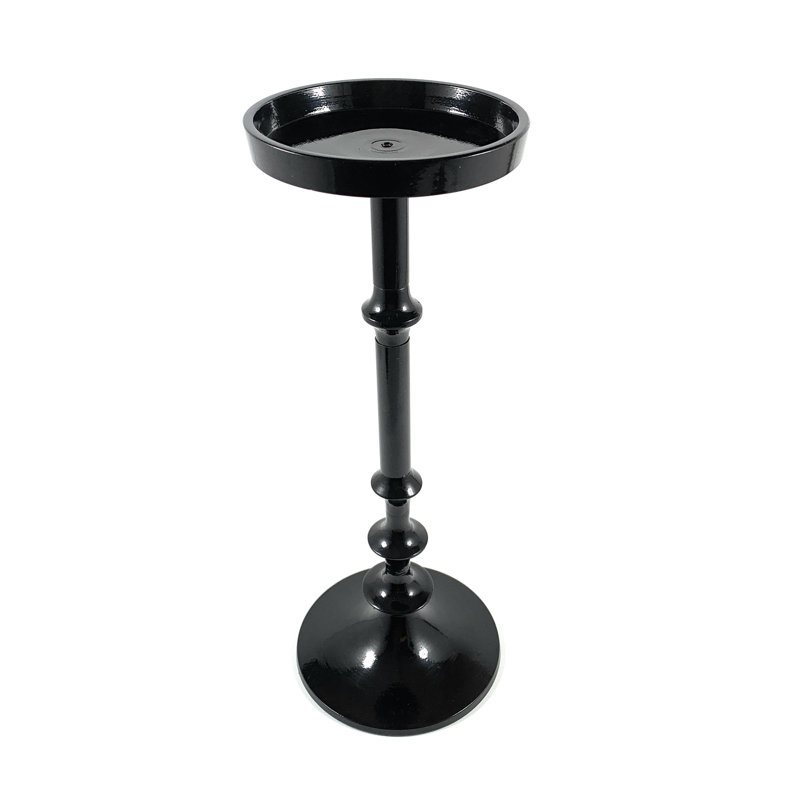 11.8'' H Metal Tabletop Candlestick, Glossy Black