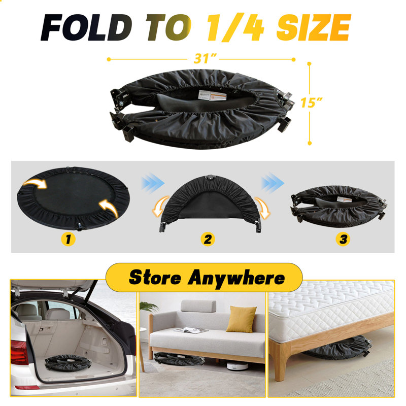 YC 40Inch Foldable Trampoline With Handle-Standard-Spring-Black