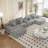Bonless 150''width 5-piece Comfy U-shaped Sofa Couch Sectional Upholstered Corduroy For Living Room Free Combination,Console, Cup Holders, USB Ports,Bluetooth Speaker-559709622