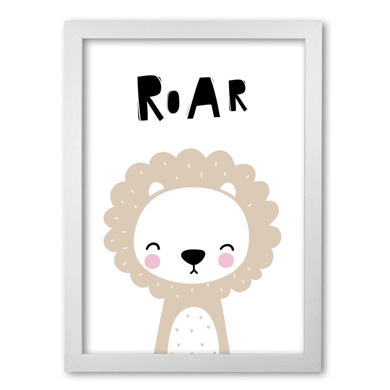 Lion Roar - Print, 30 cm H x 21 cm W x 5 cm D, White Grain Frame