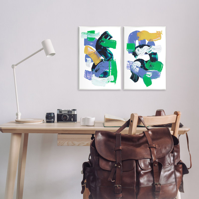 «Vibrant Abstract Tubes», ensemble de 2 plaques murales par Melissa Wang, H 19 po x l 13 po