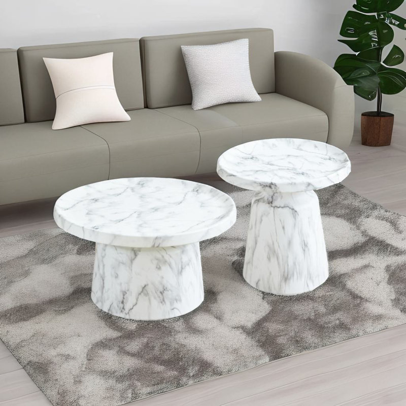 Marbed Metal End Table Set
