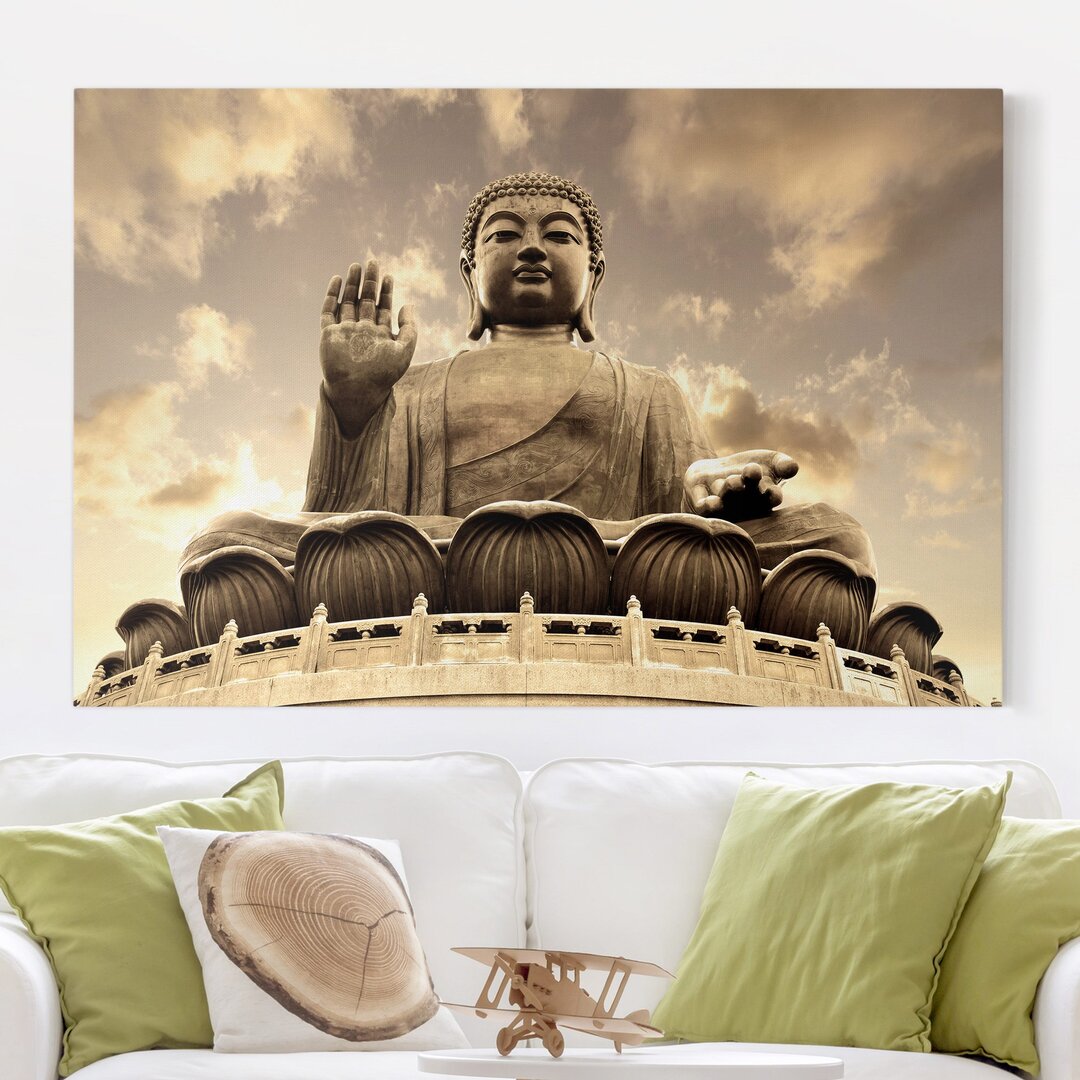 Leinwandbild Großer Buddha Sepia