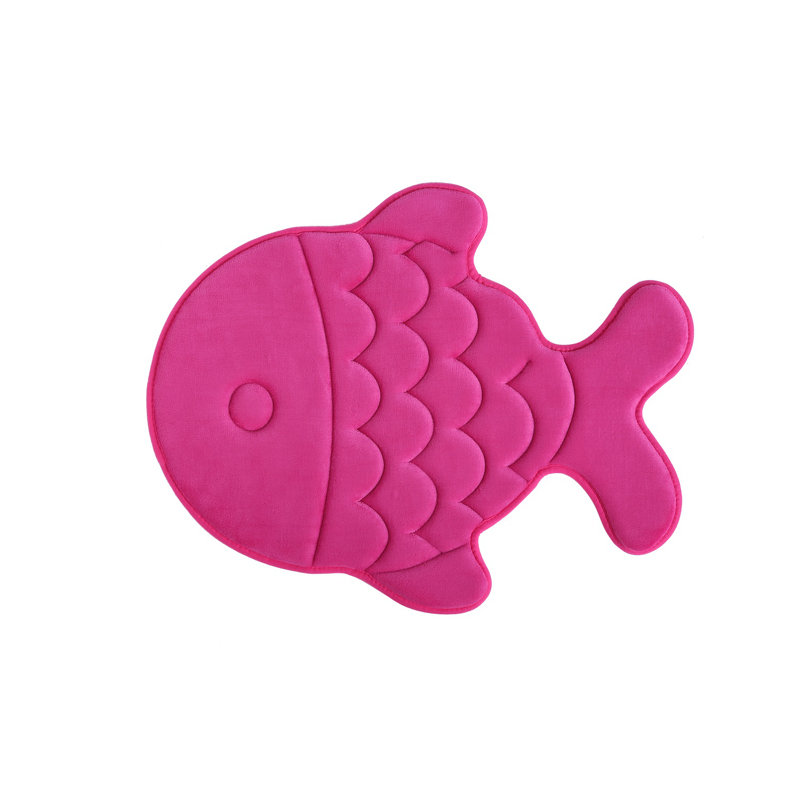 Bryenna Memory Foam Non-Slip Bath Mat, Pink Fish