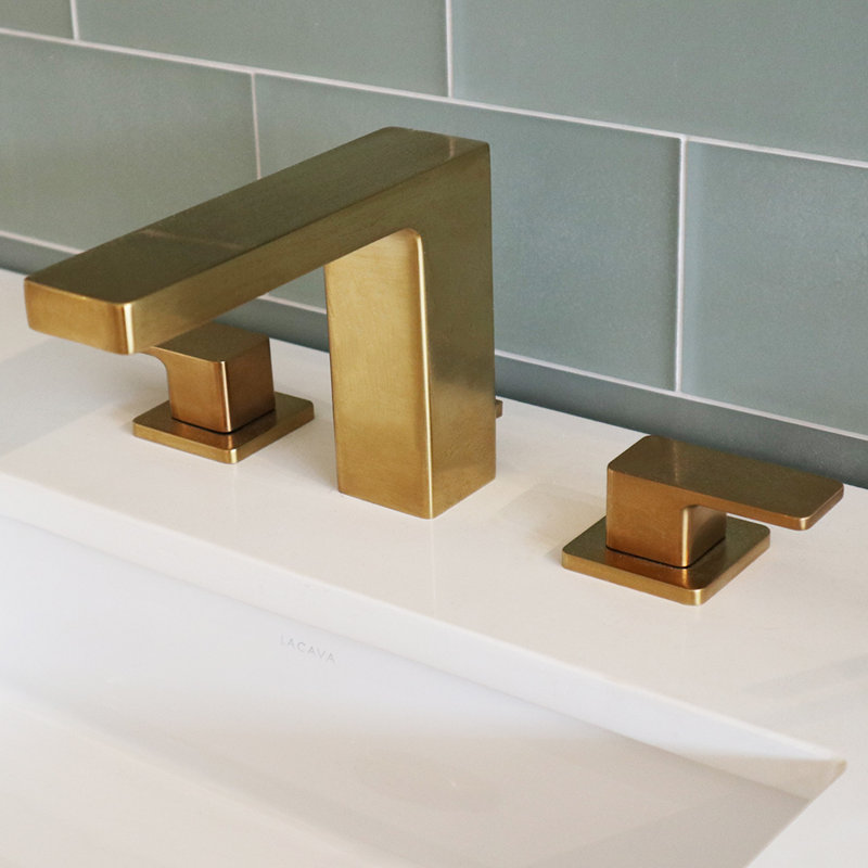 Eleganza Widespread Bathroom Faucet with Drain Assembly, Brushed Gold, Lever Handle