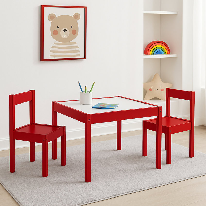 Ensemble de table et de chaises pour enfant 3 pièces Gibson, Rouge