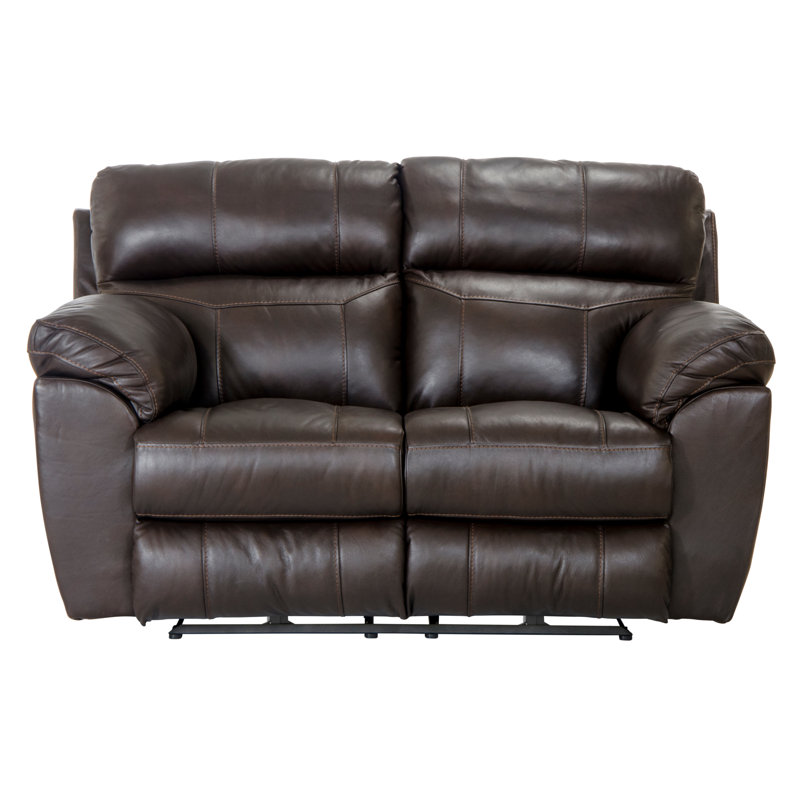 Causeuse inclinable en cuir Alonii, Électrique, Cuir mastic assorti, H 42,5 po x l 69 po x P 42,5 po