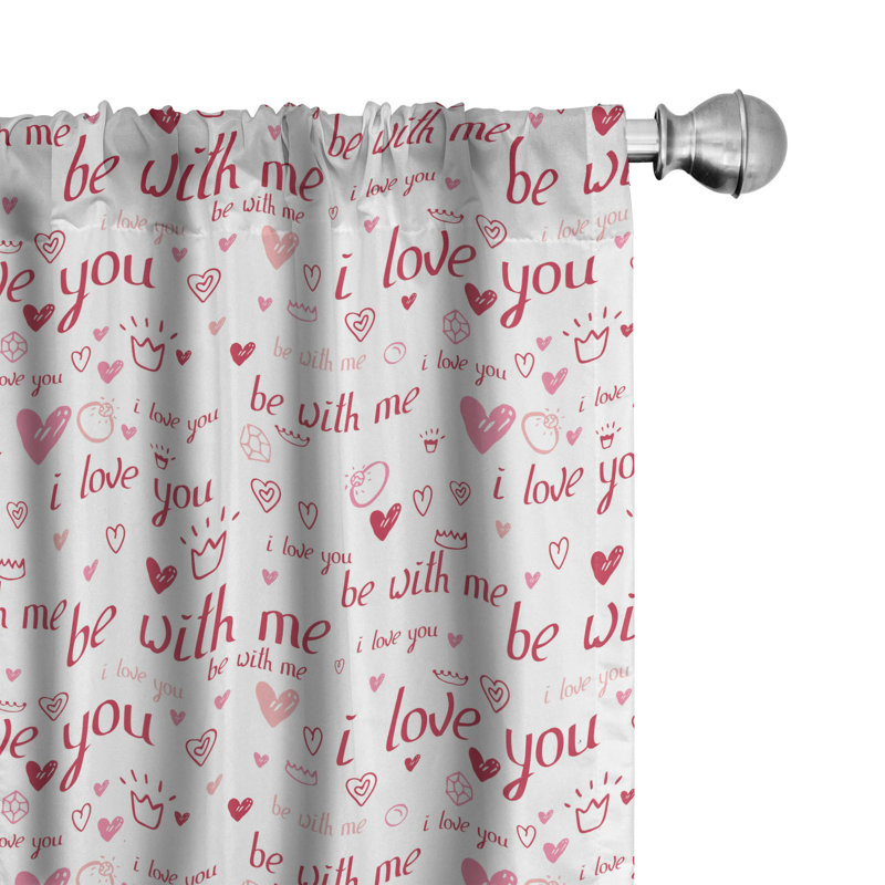 I Love You Semi-Sheer Rod Pocket Curtain Panels, 28" x 84"