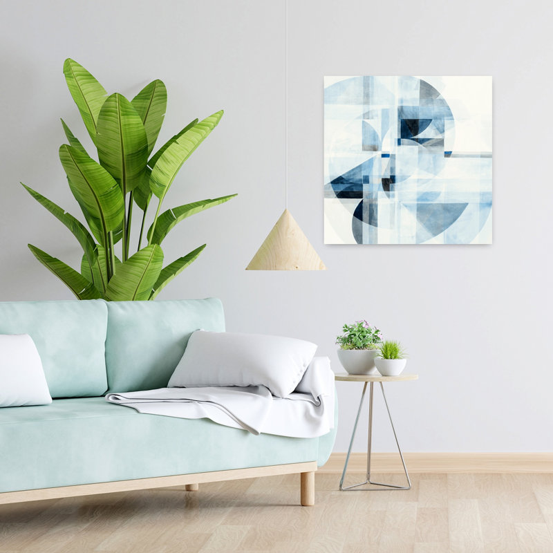 «Echo In Blue I», art mural contemporain abstrait, H 24 po x l 24 po