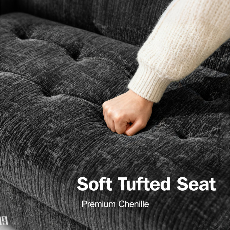 102Inch U-Shaped 8-Seater Sleeper Sofa, Chenille Fabric, Adjustable Backrest 100°-160°, Pull-Out Beds & Storage, Usb Charging, Led Night Light, Foldable Side Table, Tool-Free Assembly