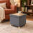 14.9" Fabric Folding Storage Ottoman with Reversible Tray Top and Wooden Legs-1160893017