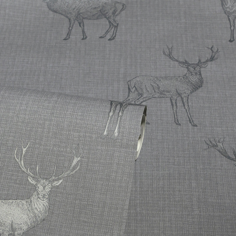 Papier peint cerf Hank, Gris