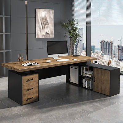 Bureau en bois massif à 3 tiroirs Burlywood, bureau Burlywood