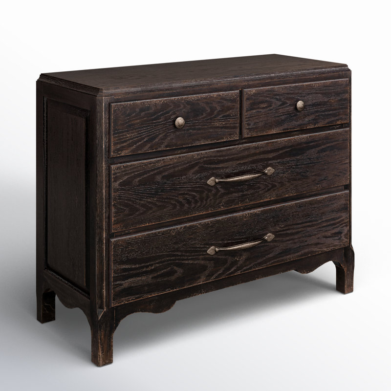 Alcy Black Oak 4-Drawer Nightstand with Antique Bronze Pulls