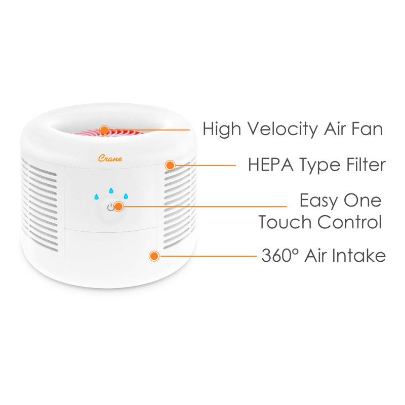 Compact White HEPA Table-Top Air Purifier with Touch Controls