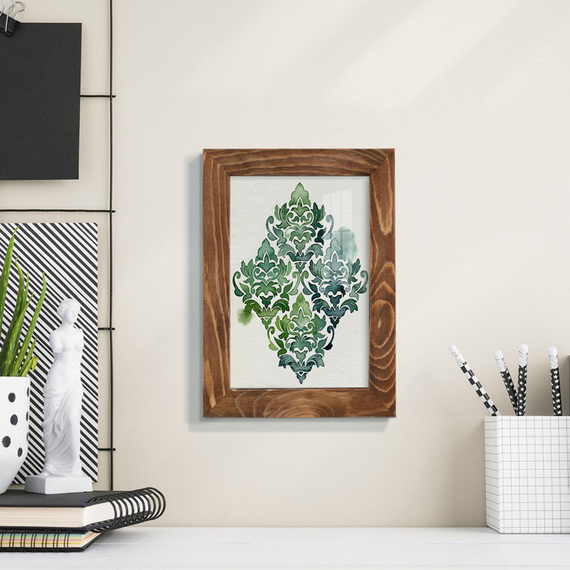 Motif algue et azule II - impression encadrée avec verre, L 5 po x H 7 po x P 1 po, Cadre noyer