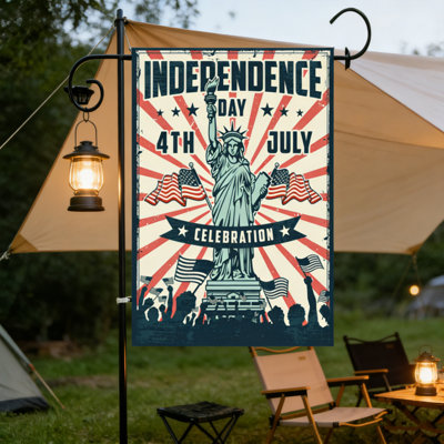 1pc Garden Flag Double Sided Printed Polyester Fabric, 4th Of July USA Yard Flags for Rustic Independence Day Outdoor Decor (ONLY FLAG), Holidays Decor