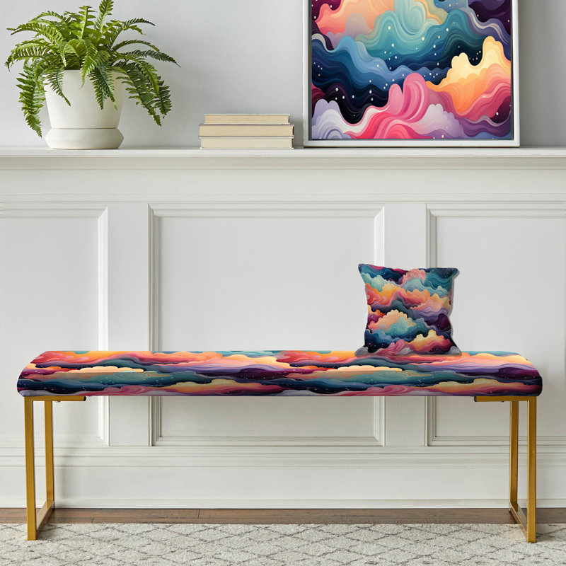 Ihor - Abstract Upholstered Gold Bench