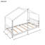 Lit plateforme simple avec tête de lit et pied de lit, conception de toit, blanc-1061000454