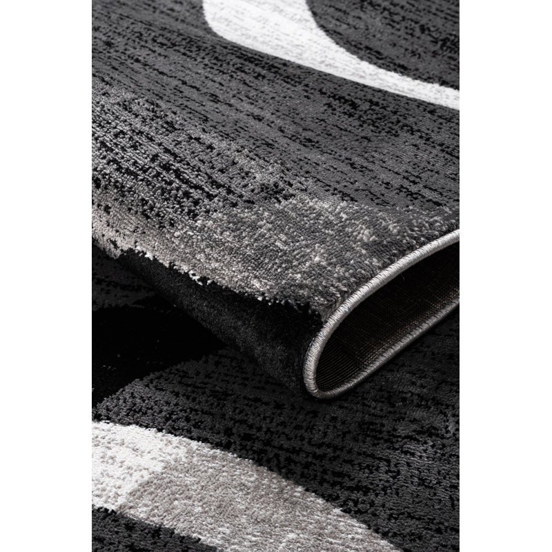 Abstract Area Rug, Rectangle 160 x 230 cm, Black