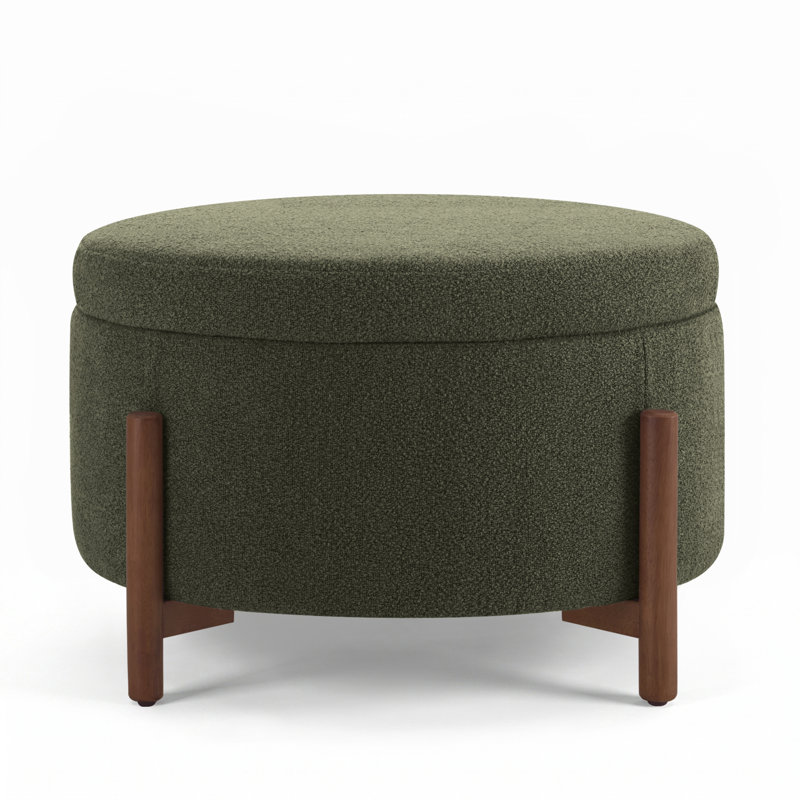 Repose-pieds rond avec rangement 31,7 "avec pieds en bois massif, repose-pieds multi-usage, GREEN