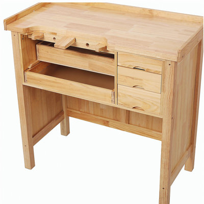 Solid Wood Jewelry Workbench - Wooden Craft Station with Practical Storage Drawers for Jewelry Making