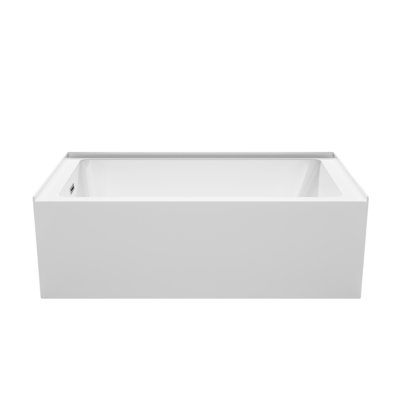 Grayley 66 x 36 Inch Alcove Bathtub in White with Left-Hand Drain and Overflow Trim in Polished Chrome