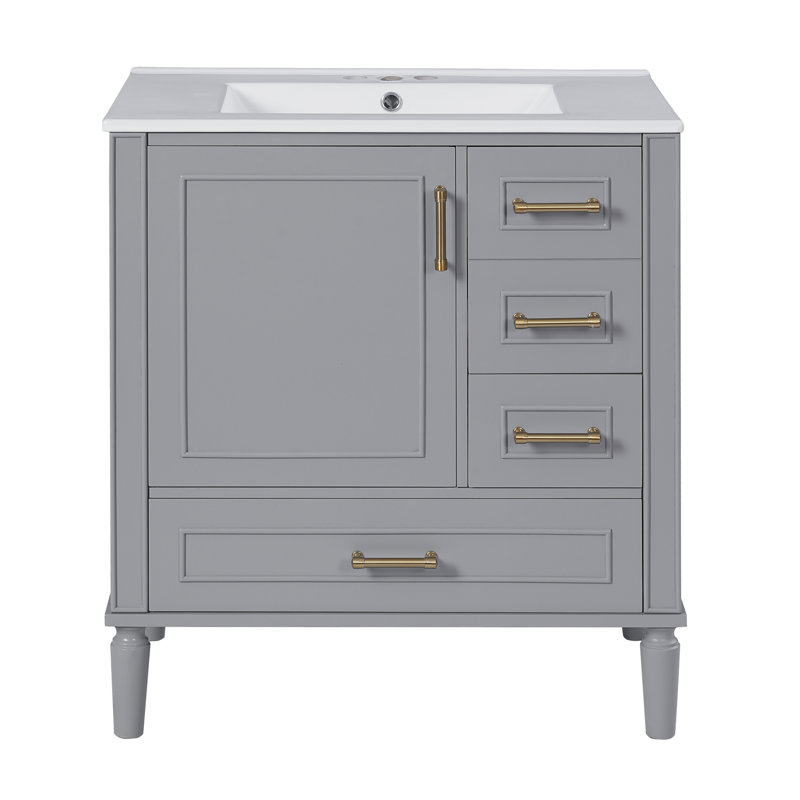 Meuble-lavabo 30 po avec comptoir en céramique, Gris