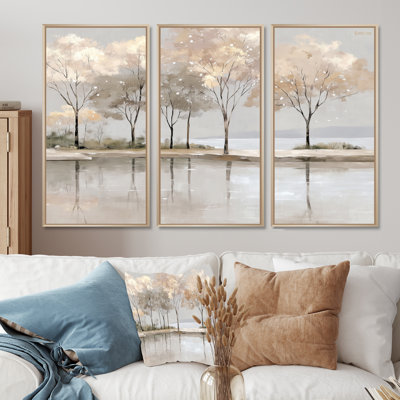Coucher de soleil doré en hiver - ensemble d'art mural arbre d'hiver