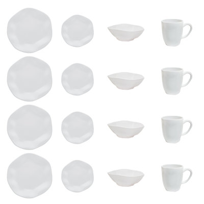 Finnick 16 Piece Porcelain China Dinnerware Set - Service for 4