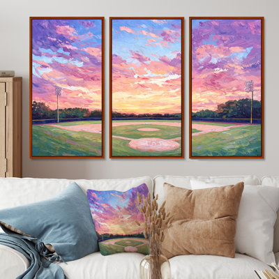 Baseball Field At Sunrise II - Sport Baseball Wall Art Print Set