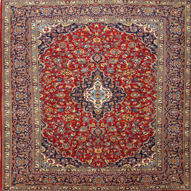 Tapis rouge / bleu Krzysztof, Carré 6 pi