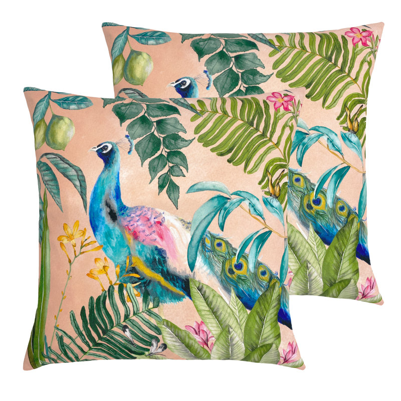 Indoor / Outdoor Square Cushion, Blush, 43cm H x 43cm W