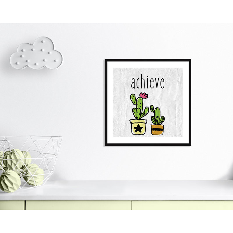 Impression sur papier Cacti C, Encadré de boîte noir, H 26,5 po x l 26,5 po x P 1,18 po