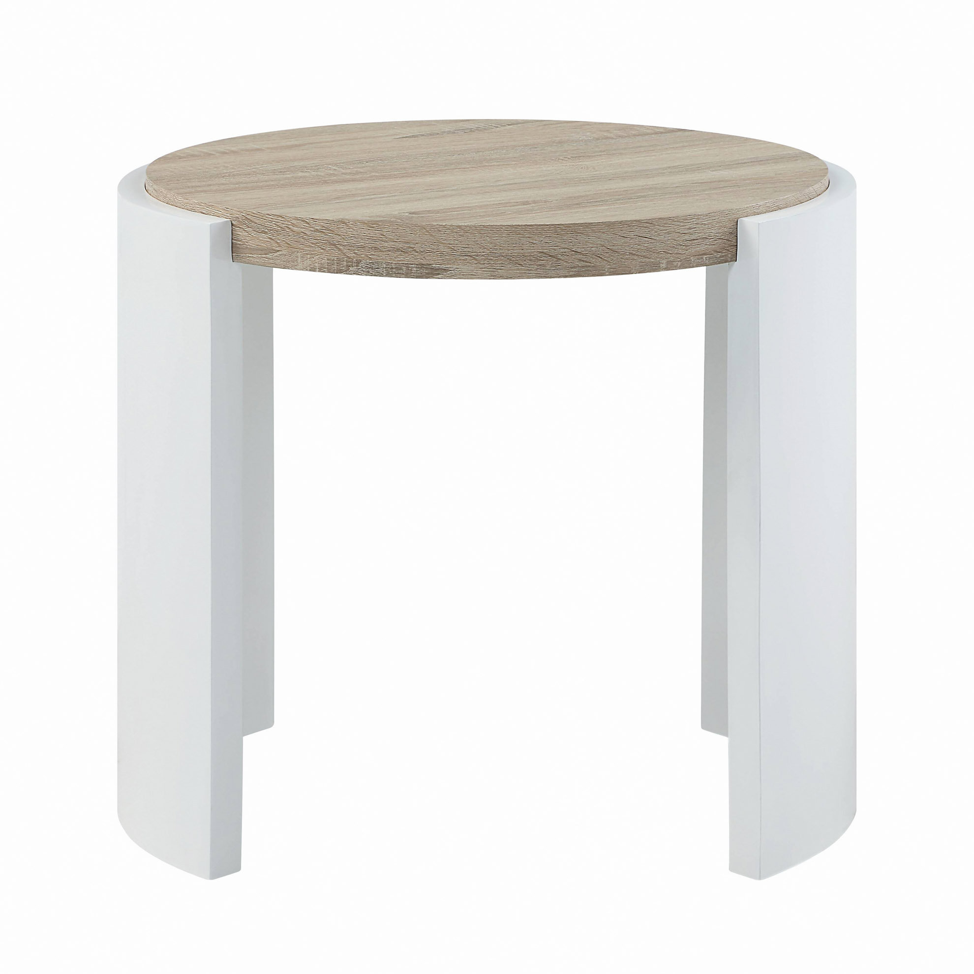 Orren Ellis Oak & White High Gloss Finish End Table | Wayfair