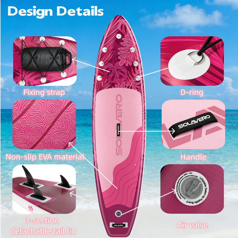 Inflatable Stand Up Paddle Board with Accessories, Wide Stable SUP Yoga Board, Non-Slip Deck, Paddle, Pump, Leash & Carry Bag for Youth & Adults