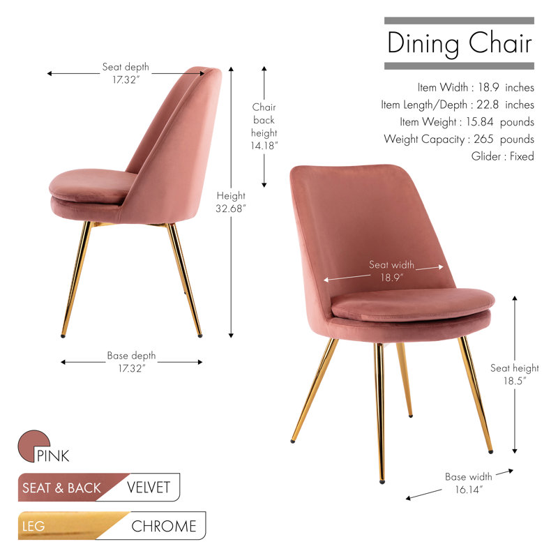 Chaise d'appoint rembourrée en velours Hadleigh, Rose