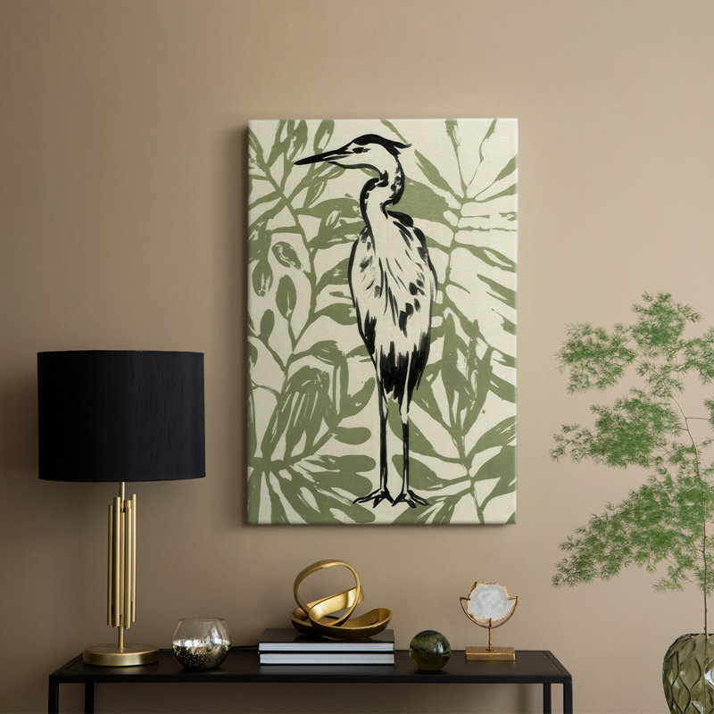 Retro Parlor Heron II - Cavas enveloppés de galerie, H 18 po x l 12 po