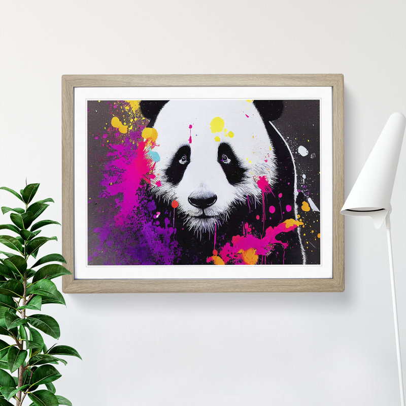XH1022-6784X Panda Splash Vol.4 Abstract - Single Picture Frame Print, 25cm H x 34cm W x 2cm D, Oak