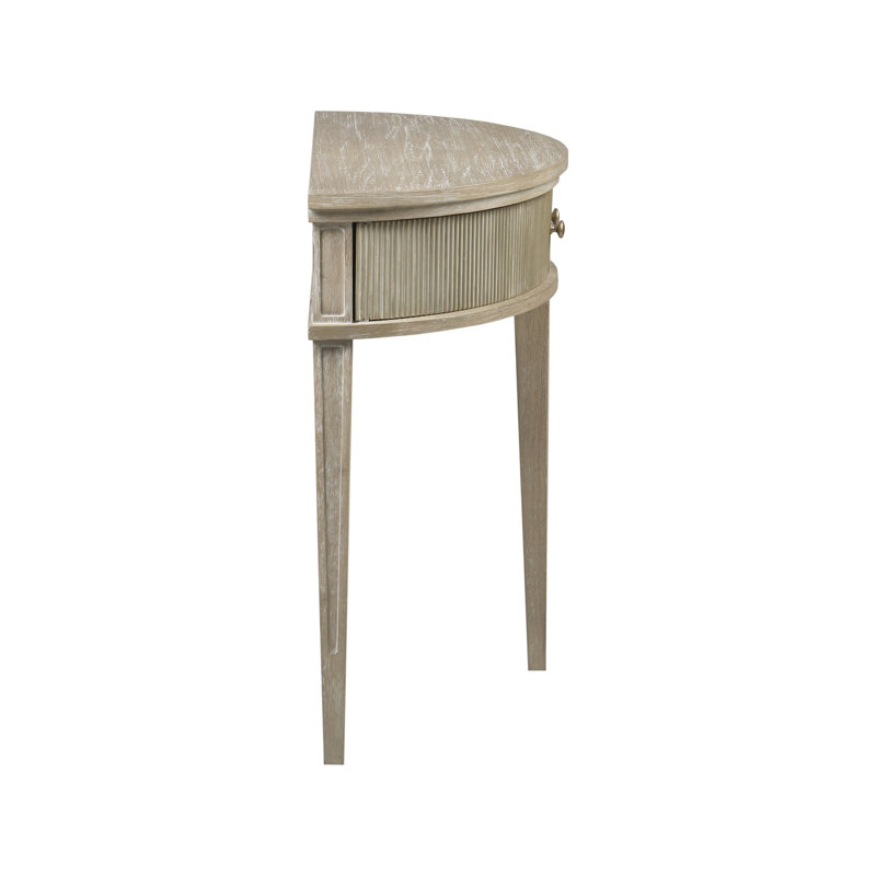 Reclaimed Greige Demilune Storage Console with Antique Finish