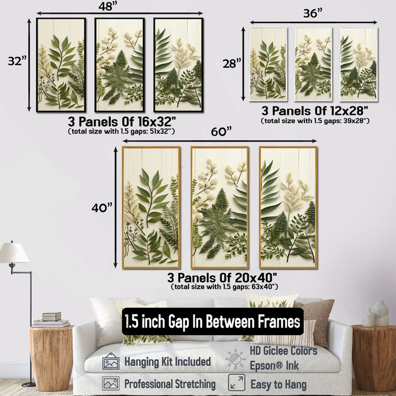 Herbes Chive Symphony 3 - Floral, herbes, art mural, Cadre flottant noir, H 32 po x l 48 po