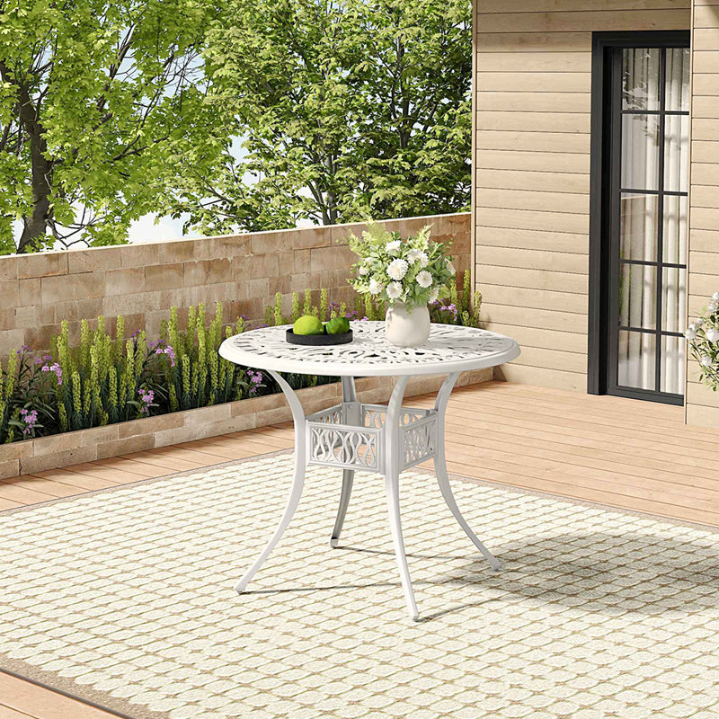 Callendale Round Outdoor with Umbrella Hole Bistro Table - 91 cm W 91 cm D, White