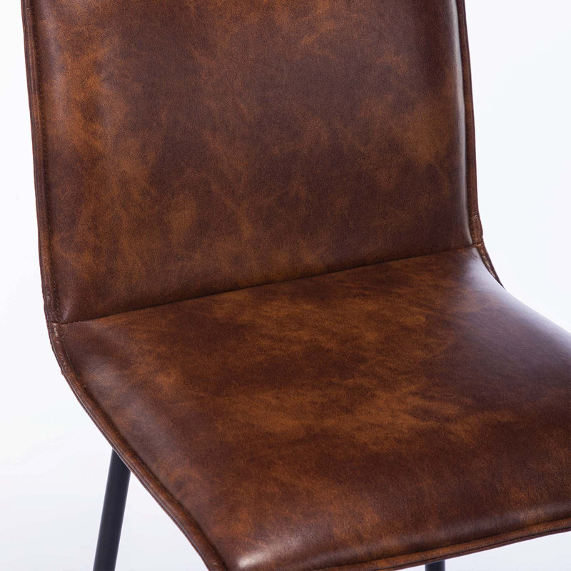 Veloz 24" H Leather Mid-Century Modern Full Back Kitchen Counter Height BarStools Chair, Brown