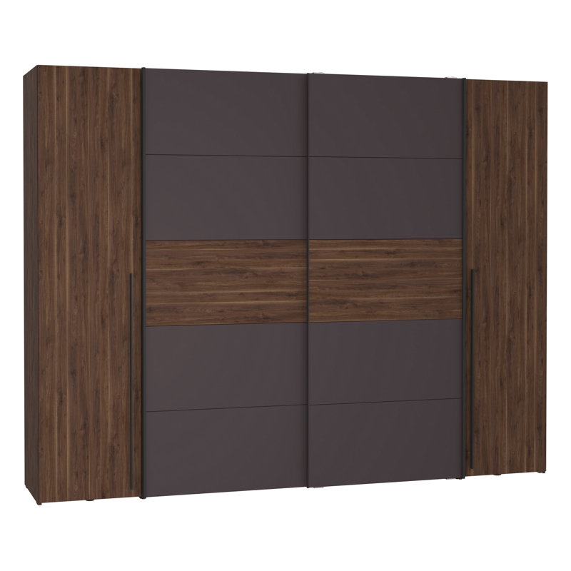 Debarr 4 Door Manufactured Wood Wardrobe, Brown/Grey, 210.5cm H x 270.3cm W x 61.2cm D