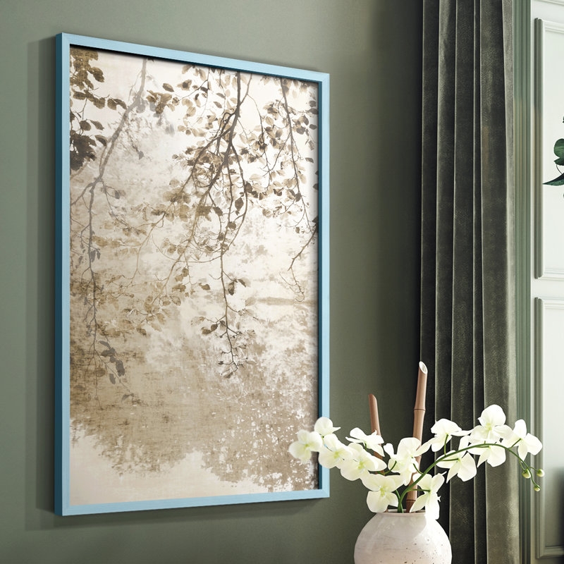 Fresque, reproduction encadrée - bois massif, Bleu, H 10 po x l 8 po
